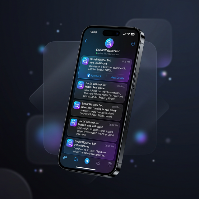 Social Watcher Telegram Mockup